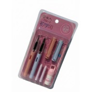 Set 2 stilouri cu cerneala care se sterge, penita normala si ascunsa, 2 rezerve si umezitor Pink Adison